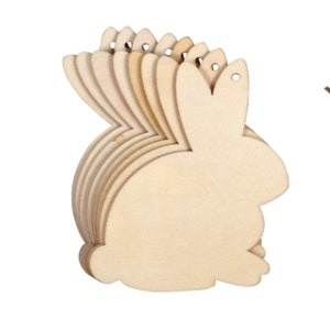 Baby Bunny Frühling Ornament Holzrohlinge, 10er-Set, ideal für Ostergeschenke oder Geschenkanhänger an Frühlingseiern, zur Verwendung mit Farbe, Markern oder Klebeband
