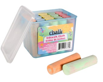 Colorful Sidewalk Chalk, 20 pieces in a Plastic Carrying Case