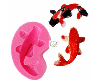 3D Koi Fish Silicone Mold, Japanese Pond Catfish, Large Fondant Fish, nishikigoi