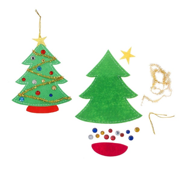 Christmas Tree Felt Ornament Kit, Set of 2, Comes with everything except the glue