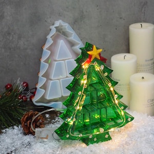 Christmas Tree Shelf Silicone Resin Mold, Make with resin and add little trinkets for an adorable Christmas display