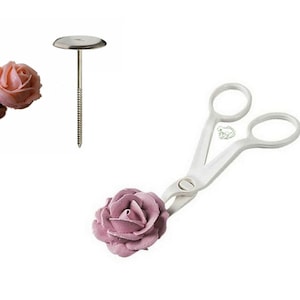 Scissor Flower Lifter and Flower Nail Set, Make your own buttercream flowers with a piping nail and a set of lifters