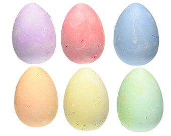 Egg Shaped Colorful Sidewalk Chalk, 6 pieces in a Plastic Egg Case