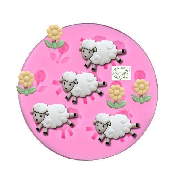 Sheep and Lamb Spring Flower Silicone Mold, 0.5" to 1" Designs, Add to Dreams, Baby Showers, and Farm Scenes