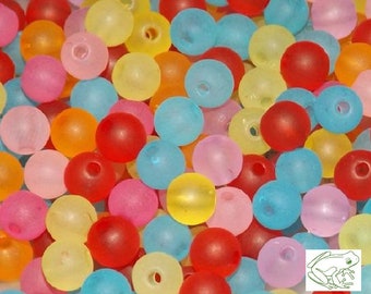 Frosted 6mm Beads, Sold per 10g, Acrylic Ball Beads, 6mm Beads, Round Beads, Colorful Beads, Ball Beads, Sold by weight, ACB045