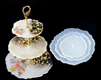 Dessert Fruit Cake Holder Cupcake Stand Molds Epoxy Resin Kit Resin Moulds 3 Tier Cake Stand Molds for Home Party Decoration DIY Art