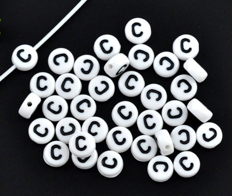 Letter Bead C Beads Set of 25 7mm Coin Letter Bead Etsy