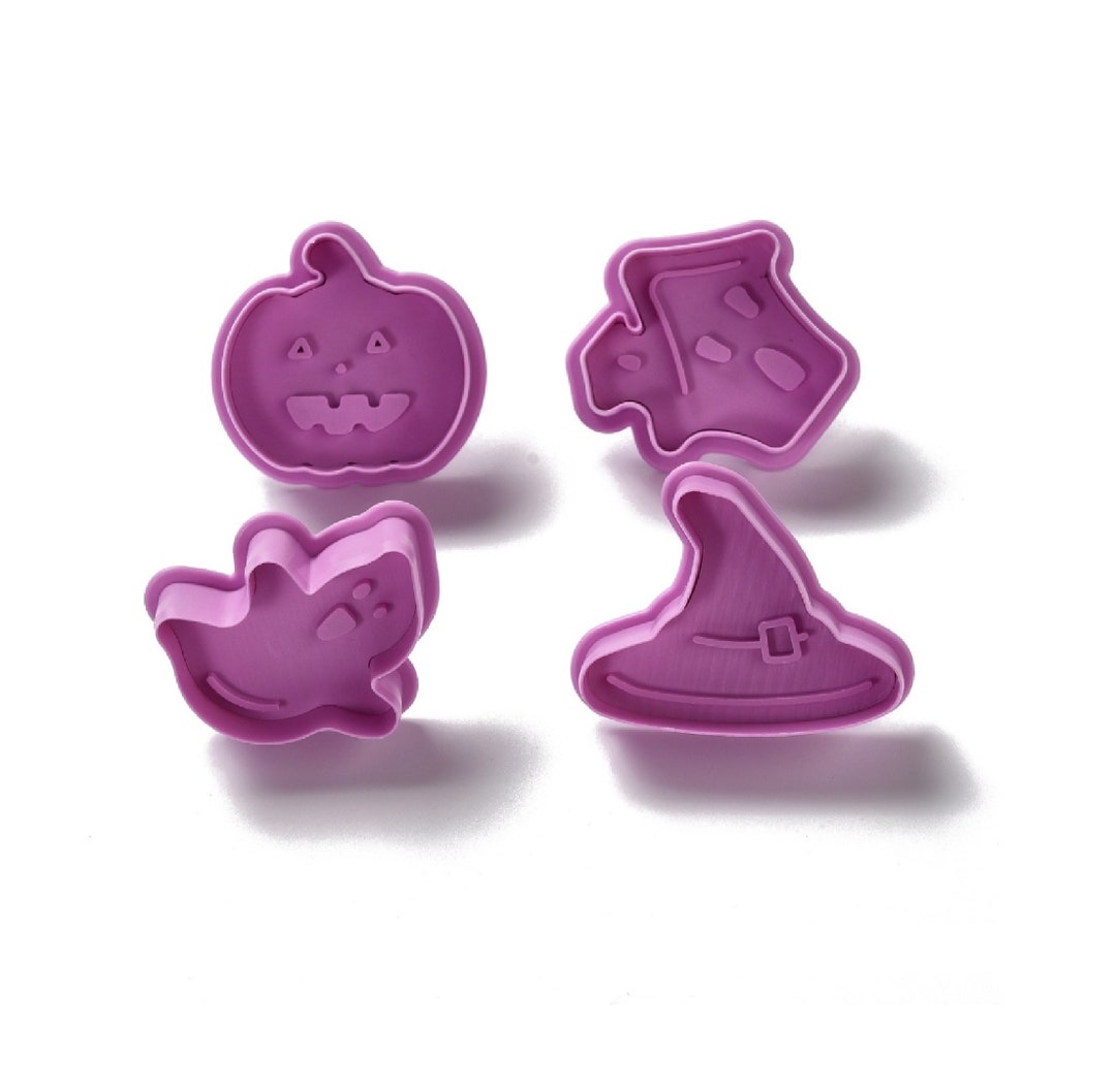 Halloween Cookie Cutters With Imprints, Set of 4 Ghost, Witch Hat