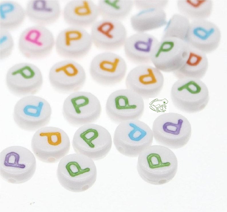 Kawaii Alphabet Beads Pink Letter bead: P beads ABC Beads Purple Green Yellow 7mm Colorful Letter Beads Set of 20 Blue