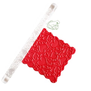 Heart Acrylic Embossing Rolling Pin for Clay, Fondant, and more, Use for Valentine&#39;s, Weddings, Anniversaries, Prom, and more
