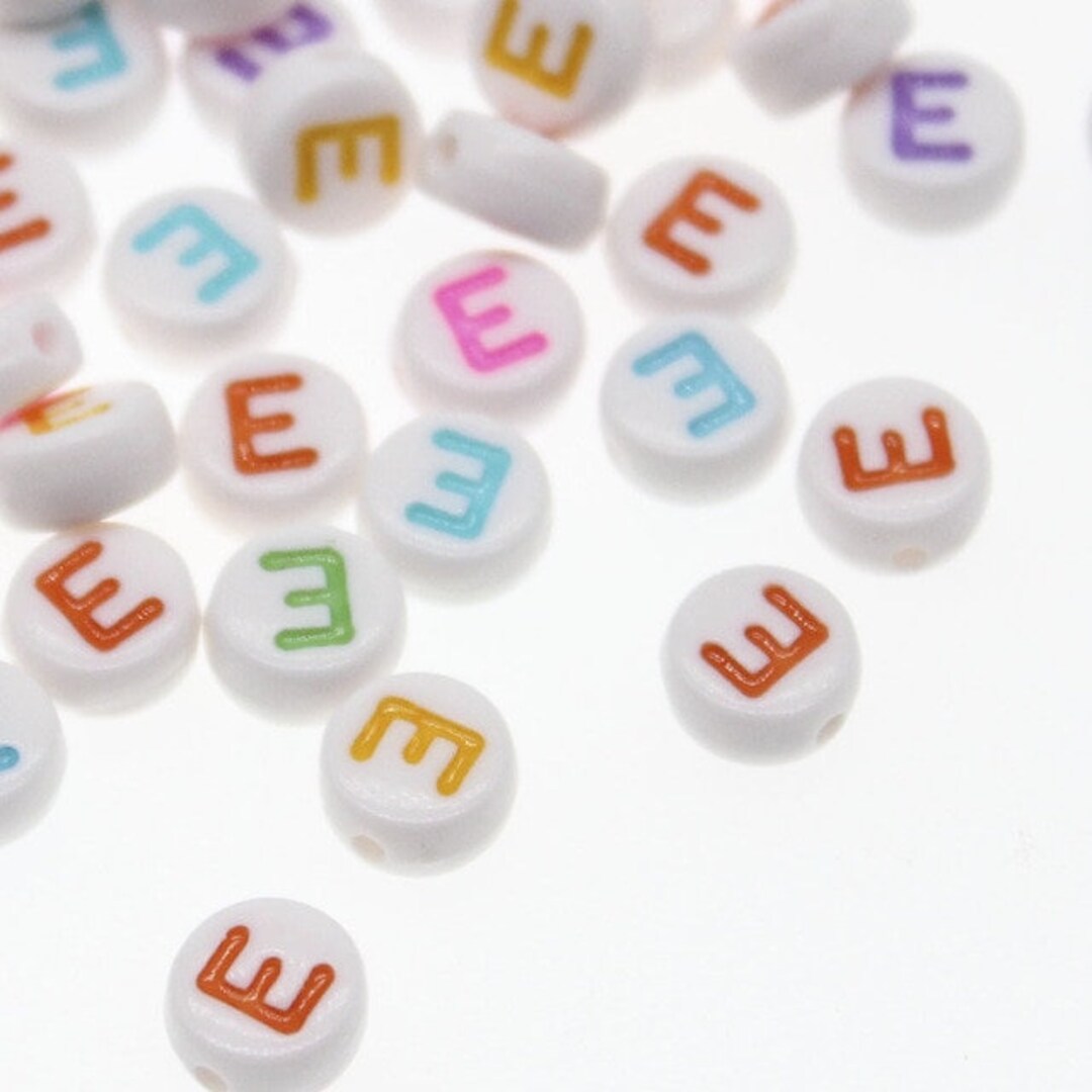 Letter Bead E Beads Set of 25 7mm Alphabet Beads Colorful Etsy