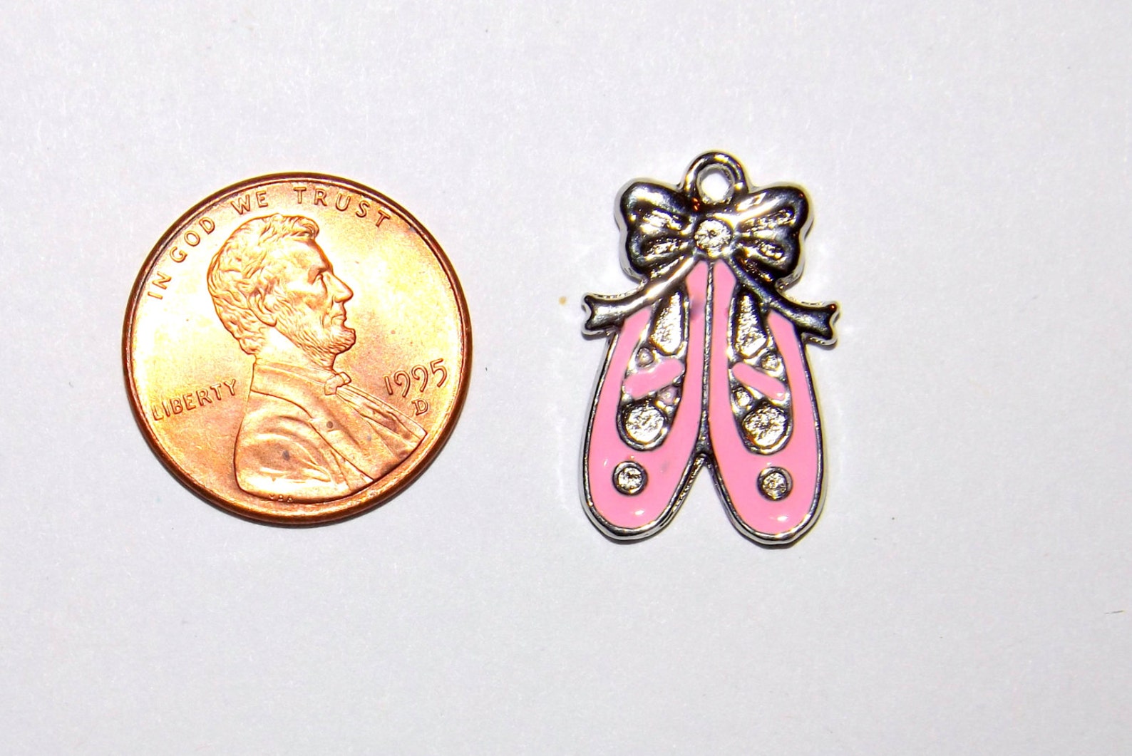 charm, enamel ballet slippers, 21x14 mm double-sided, set of 2, ballet charm, ballet slipper charm, pink ballet slipper, toe sho