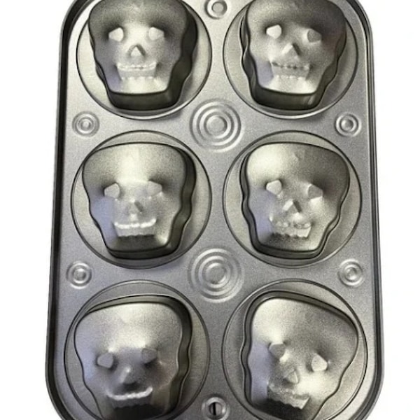 Skull Shaped Aluminum Pan for Personal Cakes, Muffins and Cookies