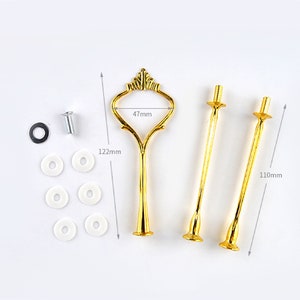 Crown Cake Stand Rod for 3 Tier Plate Display, Gold Plated, 36 cm or 14 inches long image 2