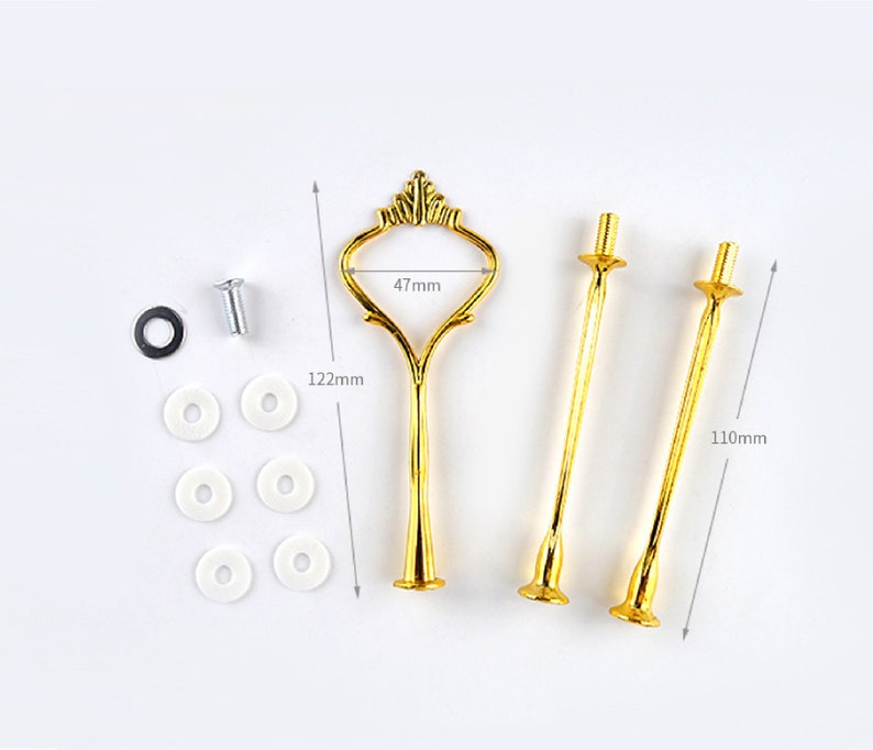 Crown Cake Stand Rod for 3 Tier Plate Display, Gold Plated, 36 cm or 14 inches long image 2
