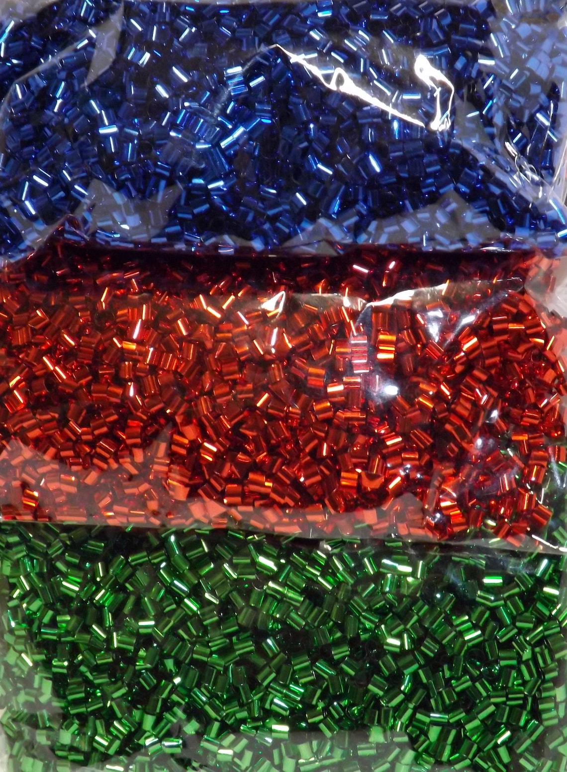 Metallic Tube Confetti in Blue Red and Green Tiny Foil Etsy