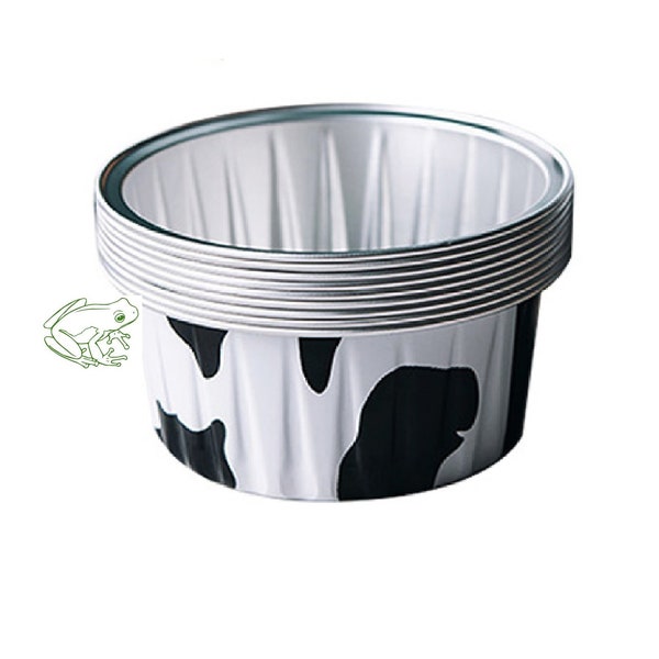 Cow Print Aluminum Baking Tin Ramekins, Set of 10, Use hot or cold, Dispoable and sturdy