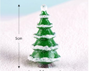 Glittered Snow Capped Pine Tree Miniature, 5x2.6 cm