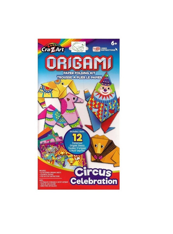Origami Zirkus Kit Zirkustiere Löwe Clown Pferd Elefant Zirkus Spielmatte Klapppapier Kit 12 Origami Blätter Strumpf Stuffer