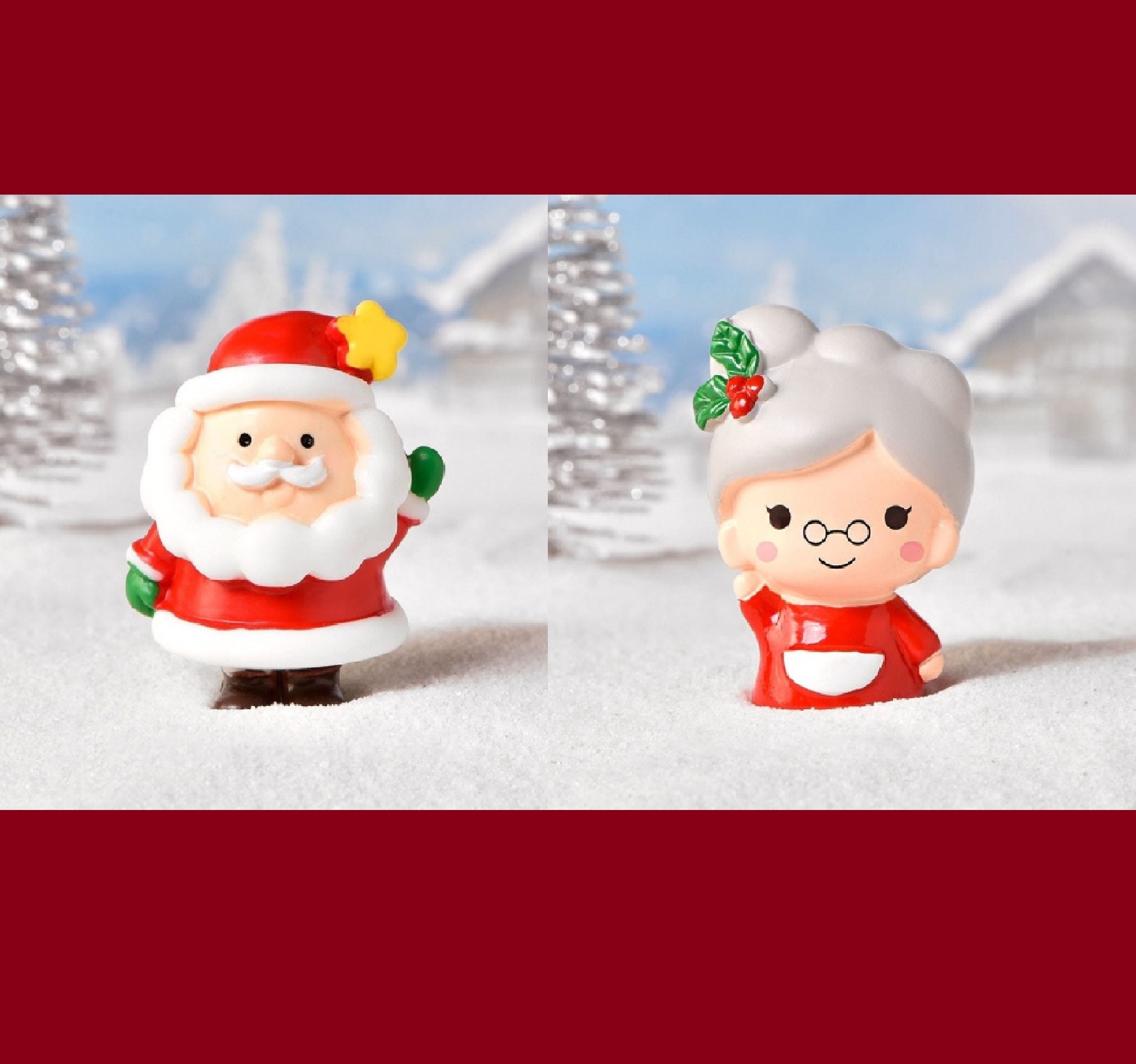 Santa and Mrs. Claus Miniature Christmas Figurines for - Etsy 日本