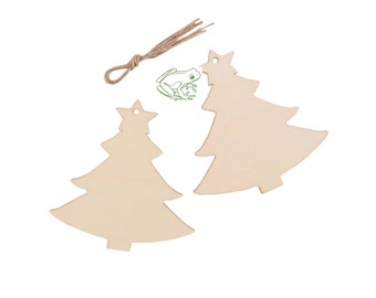Christmas Pine Tree Ornament Wood Blanks, Set of 5, Great for Christmas Presents or Gift Tags, Use with Paint or Markers, Make it Your Own