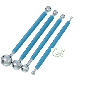 Metal Ball Sculpting Tools, Set of 4, 8 tips, Stainless Steel, Use with clay, fondant, chocolate, marzipan, or more