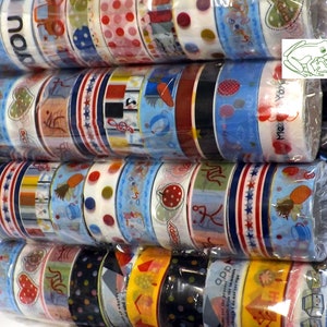 Fita adesiva estampada Washi, conjunto de 10, 15 mm, 2 m por rolo, fita adesiva de design aleatório, fita variada, fita para scrapbook, fita para planejador, adesivo para mascaramento