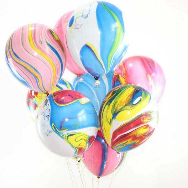 Colorful Marble Tie Dye Balloons, Set of 10, 12 inch, Add a pop of color!