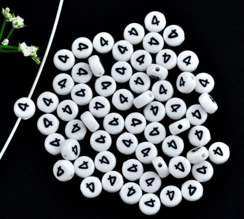 Number bead 4 beads Set of 20 7mm Acrylic Number Bead Etsy