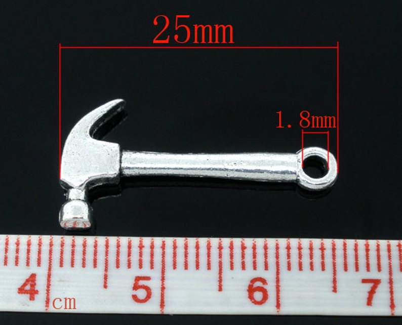 Hammer Charms Set of 5 25mm x 13 mm Construction charm DIY Etsy