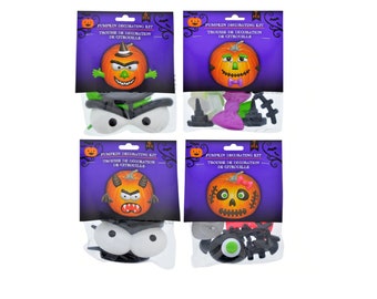 Pumpkin Face Kit: Bat, Witch, Zombie, or Frankenstein, Works Great with Foam Pumpkins or Real Pumpins with Pre-made holes