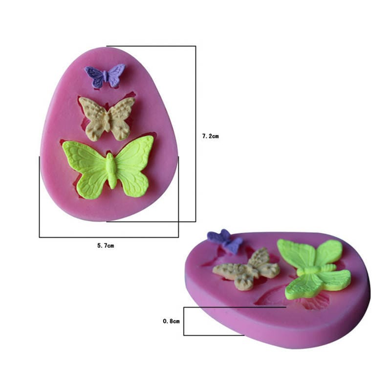 BUTTERFLY SILICONE MOULD, 3 BUTTERFLIES MOLD, FONDANT ICING CAKE TOPPER,  RESIN