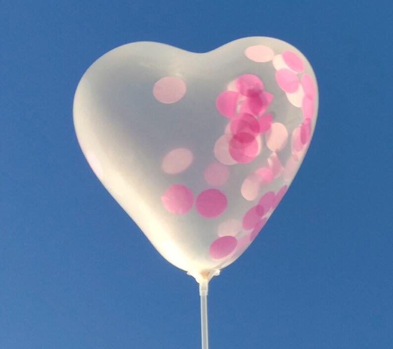 Heart Shaped Confetti Balloons With Pink Confetti 6 Balloons Etsy