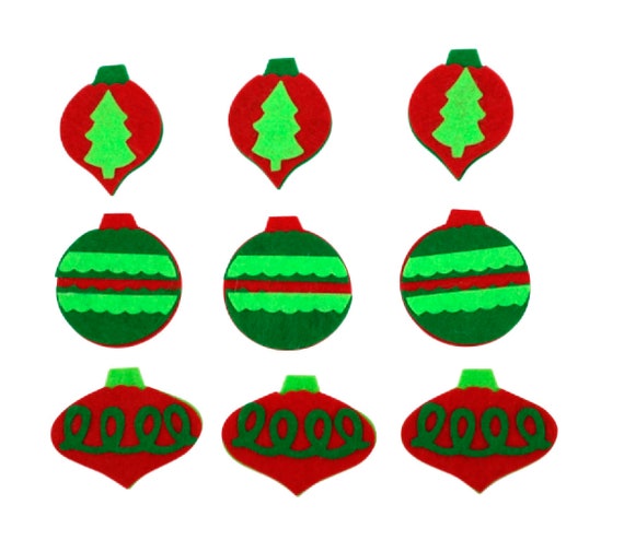 Ornament Felt Stickers, Set of 9, Add These to Your Christmas Cards, Gifts,  or Use to Make Your Ornaments 
