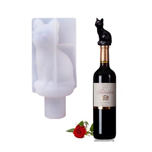 Cat Wine Bottle Stopper Mold with 5 molded stoppers to fit on your resin work