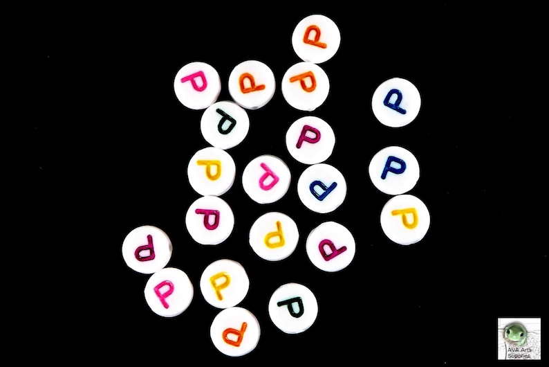 Kawaii Alphabet Beads Pink Letter bead: P beads ABC Beads Purple Green Yellow 7mm Colorful Letter Beads Set of 20 Blue