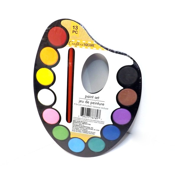Watercolor Paint Set with 12 Colors and a Brush on your own palette, Just add water and imagination