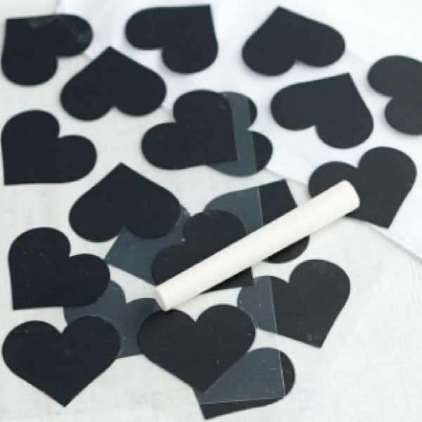 Chalkboard Heart Peel and Stick Labels with 20 Stickers and a Piece of Chalk