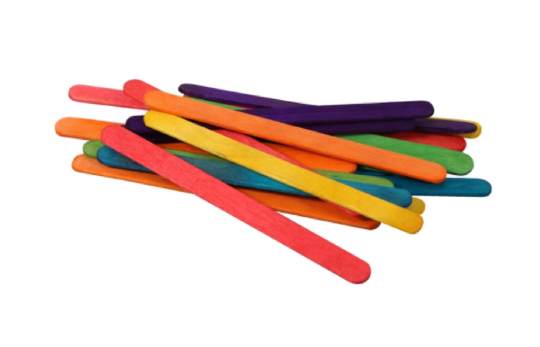 Wooden Craft Popsicle Sticks, Assorted Color, 6-inch, 50-piece 
