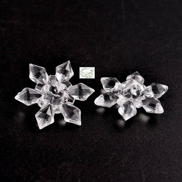 Acrylic Snowflakes Clear Bead, Set of 10, 29mm, Great for larger projects