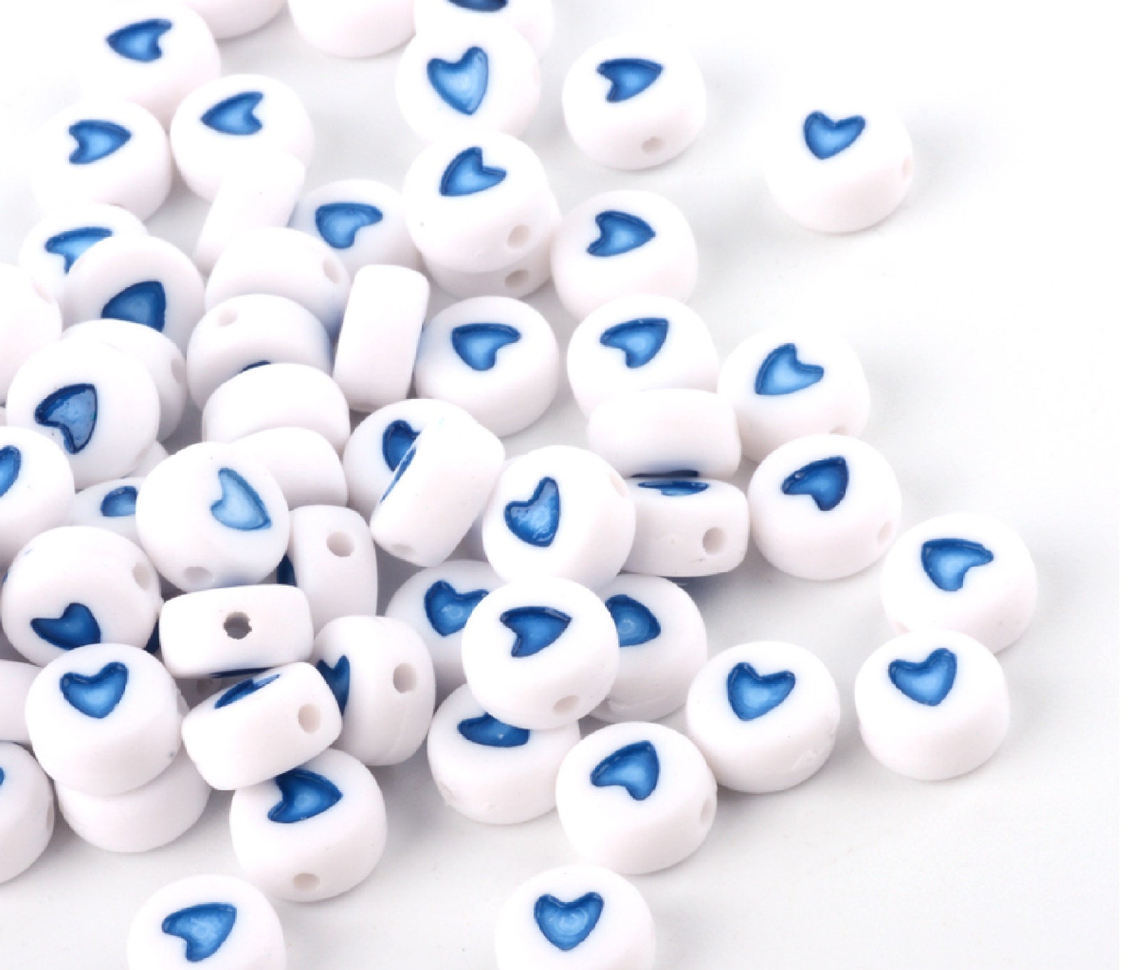 Blue Heart Beads Set of 25 7mm Alphabet Beads ABC Beads Etsy