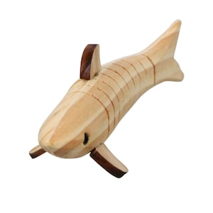 Shark with Reticulated Wood Wiggle Spine and Black Eyeball, 5 in, Great Wildlife Painting or Coloring Project