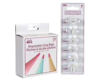 Decorating Piping Tip and Bag Set, 6 Tips and 12 Disposable Bags, Make your cake special!