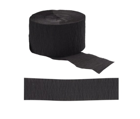Black Crepe Paper Streamers, 150 Ft X 1.75in 