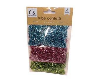Spring Metallic Tube Confetti in Blue, Pink, and Green, Tiny Foil Tubes are great for resin projects and journals or scrapbooks