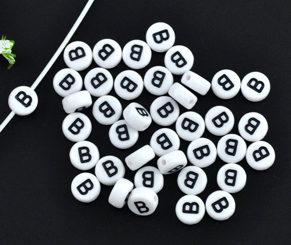 The Beadery - Black Alphabet Beads with White Letters - 360 Pieces, Unisex