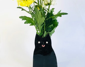 Custom - small cat ceramic vase