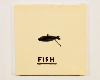 Handmade ceramic fish tile