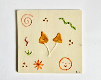 Mushrooms ceramic tile