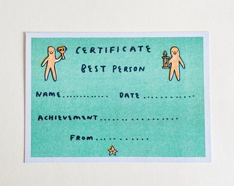 Riso print - Best person certificate